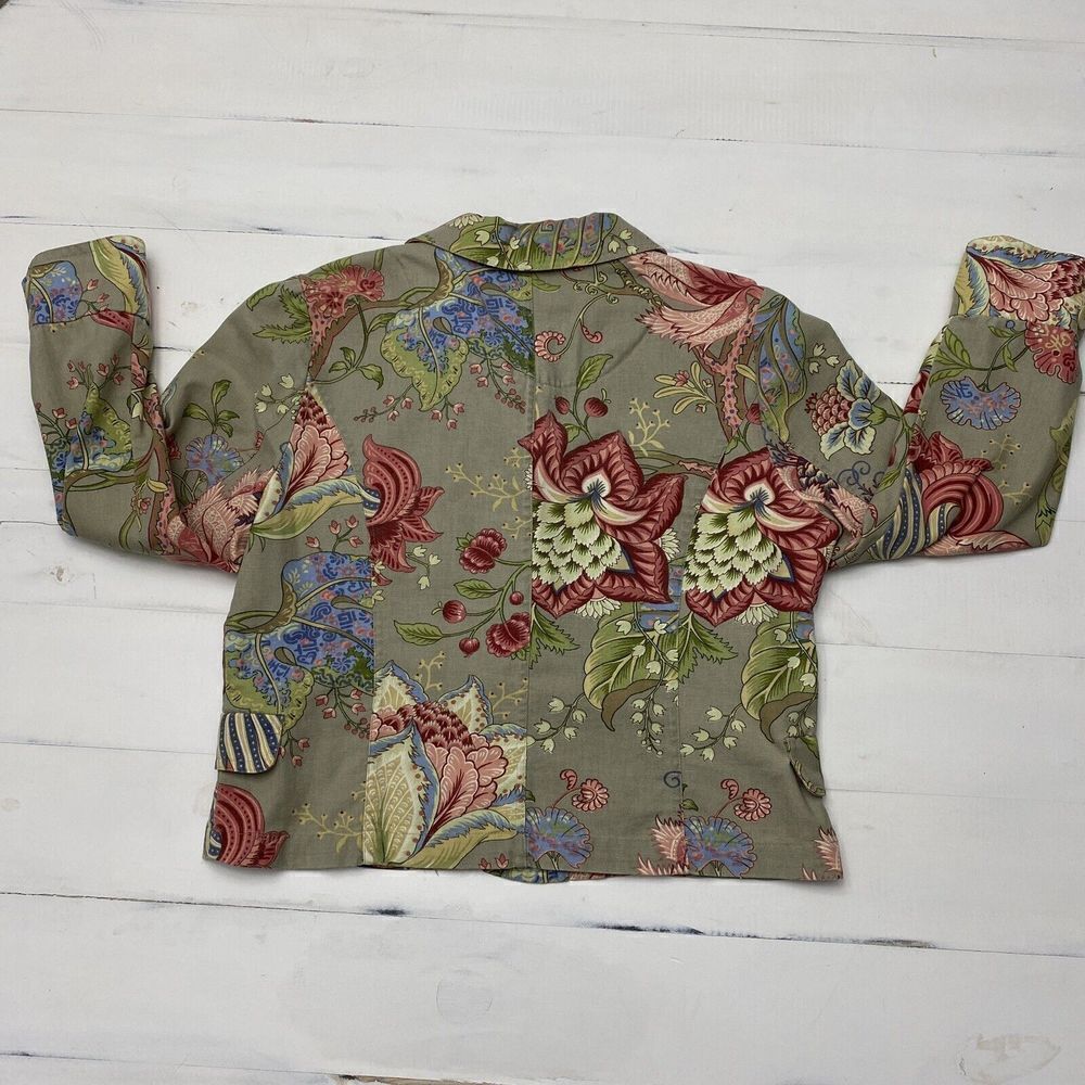 Women's Coldwater Creek Multicolor Floral Jacket Large  Button Boho USA Heavy - Picture 11 of 13